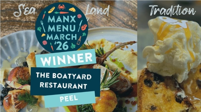Manx Menu 2026 Logo promoting the Boatyard Restaurant as the winner of the Manx Menu competition.