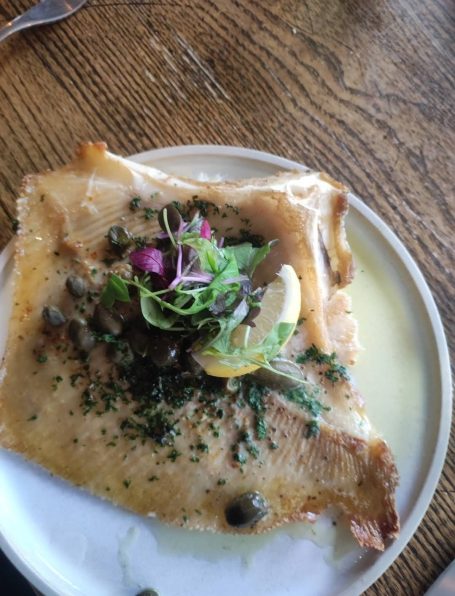 Skate wing with lemon and caper butter